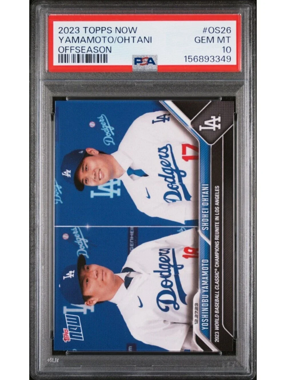 2023 Topps Now #OS26 Yoshinobu Yamamoto RC/Shohei Ohtani LA Dodgers PSA 10